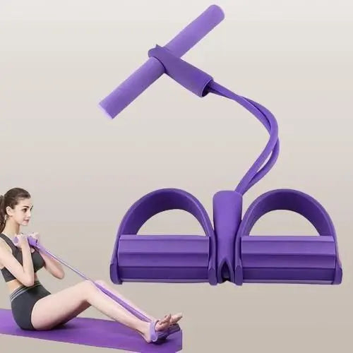 Yoga Pedal Puller Resistance Band – 4-Tube Elastic Fitness Foot Pedal Pull Rope for Home Workout