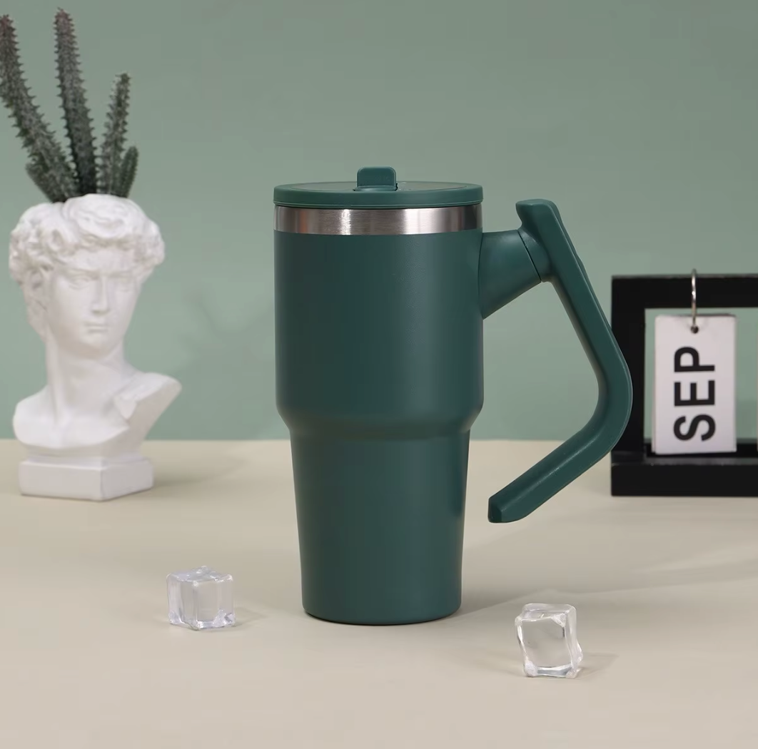 Double Wall Insulated Tumbler with Rotating Handle