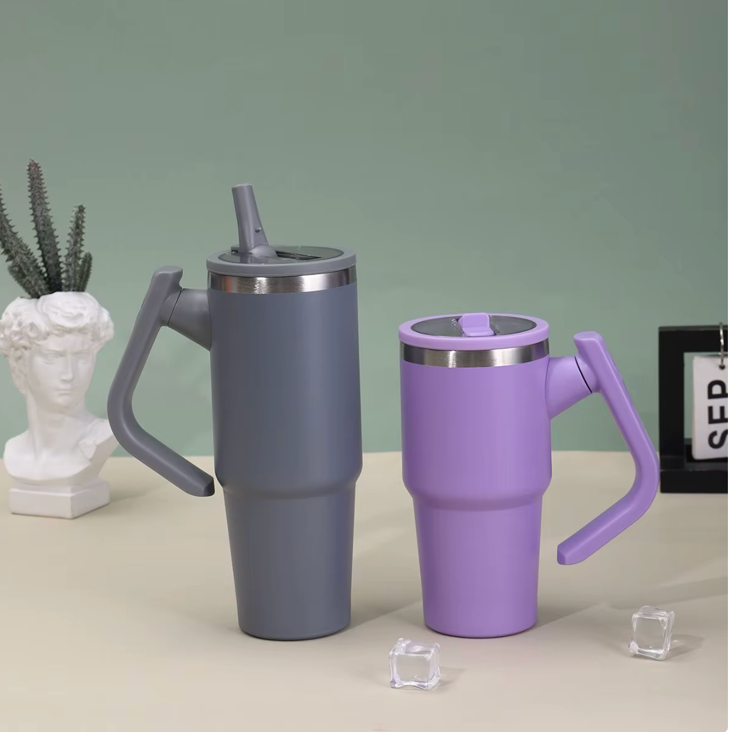 Double Wall Insulated Tumbler with Rotating Handle