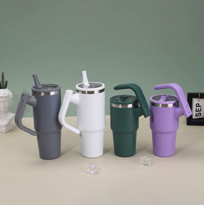 Double Wall Insulated Tumbler with Rotating Handle