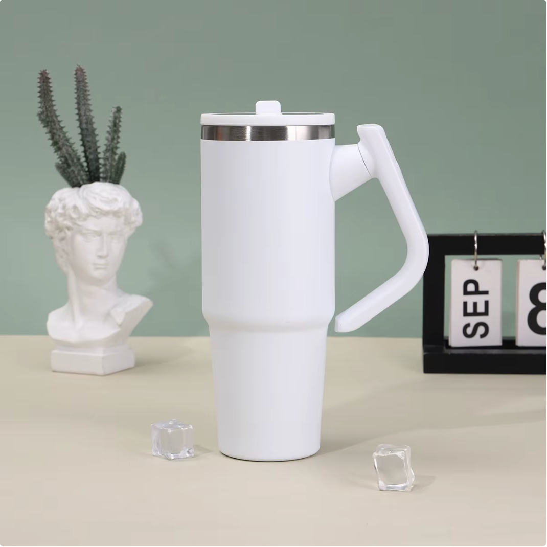 Double Wall Insulated Tumbler with Rotating Handle