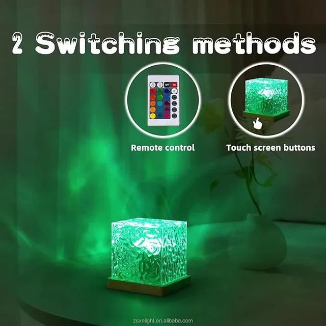 Dynamic Water Ripple Projection Light – 16 Color Changing Crystal Table Lamp with Remote Control & USB Ambient Night Light for Home Decor - Salemela.in