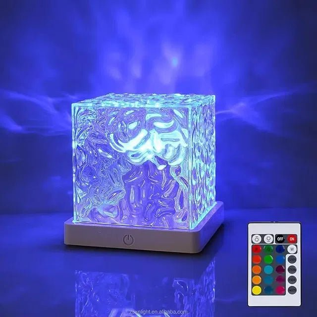 Dynamic Water Ripple Projection Light – 16 Color Changing Crystal Table Lamp with Remote Control & USB Ambient Night Light for Home Decor - Salemela.in