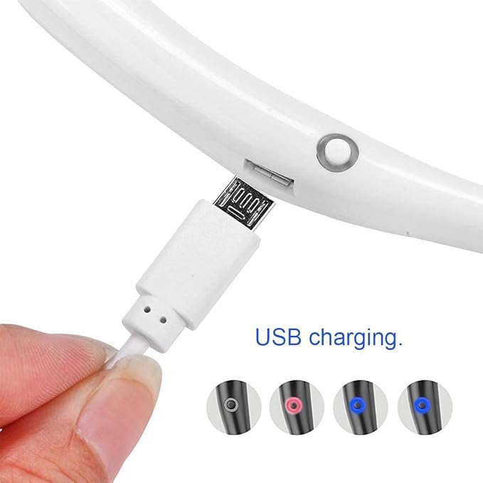 Premium Portable Neckband Fan with LED Light | Hands-Free USB Rechargeable Wearable Neck Fan for Travel, Sports & Outdoor (White) - Salemela.in